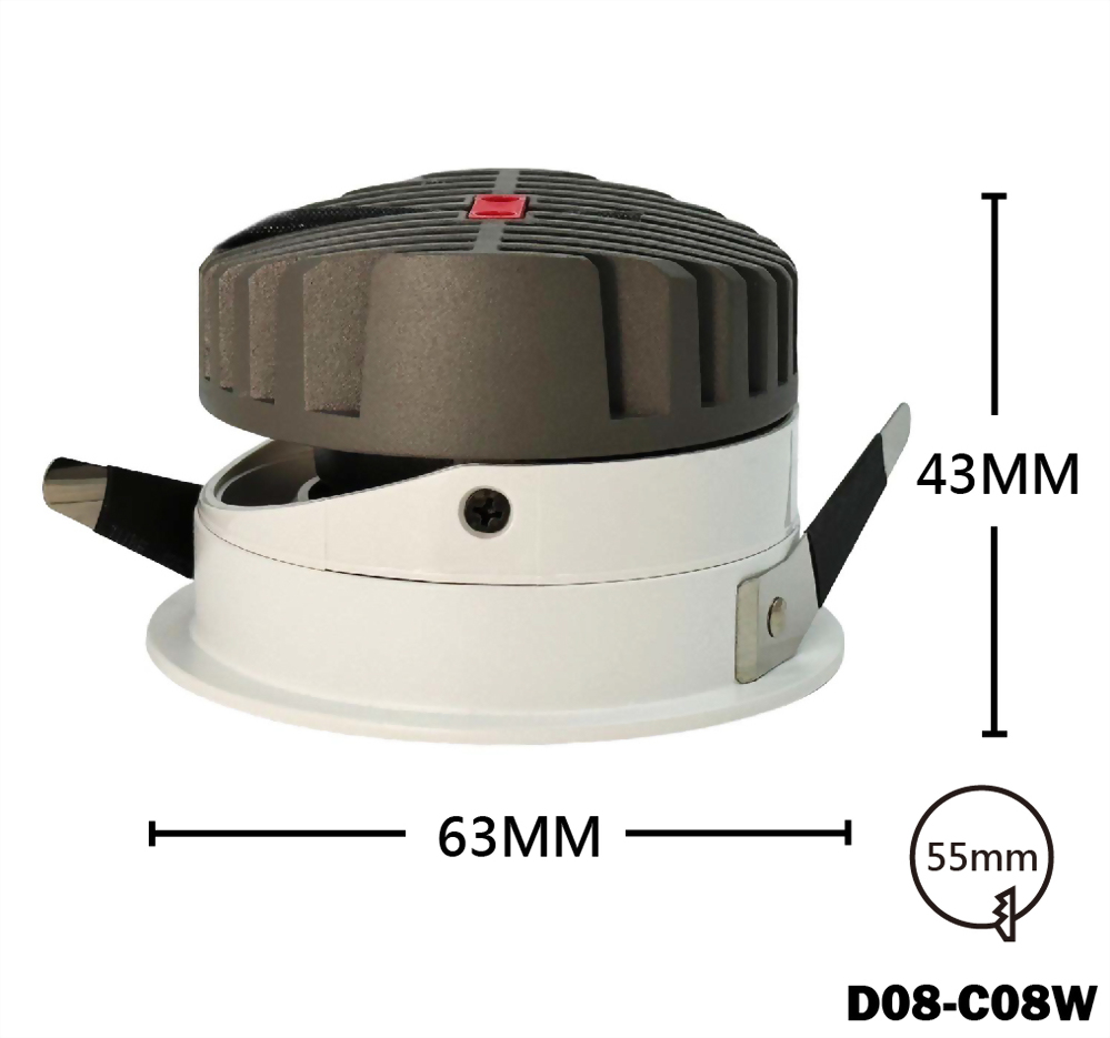 8W COB Nichia 內縮防眩可調角崁燈