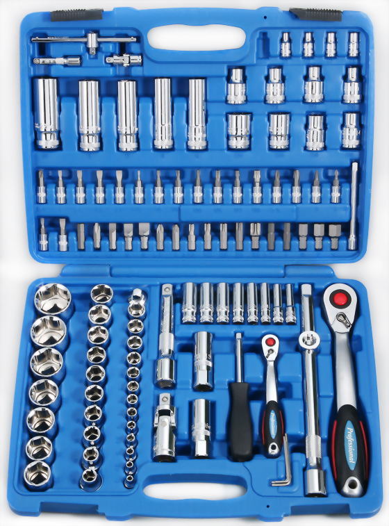 1/4",1/2" 108Pcs Knurled socket set (Chrome Vanadium with Mirror finish)