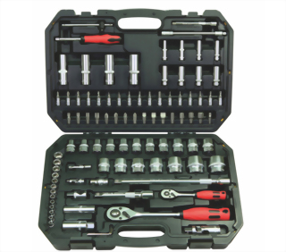 1/4", 1/2"  94 Pcs Knurled Socket Ratchet Hand tool Set (Chrome Vanadium MAT Finish)