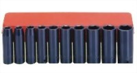 10 Pcs 1/2" Deep Air Impact Socket Kit (Chrome-Vanadium Steel)