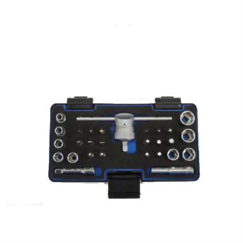 28 Pcs 1/4" Dr. T bar Handle Bits Socket Set (S2 bits, CRV Knurled Socket)