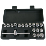 18 PCS -3/8" DR. MASTER DRAIN PLUG KEY SET-36mmL