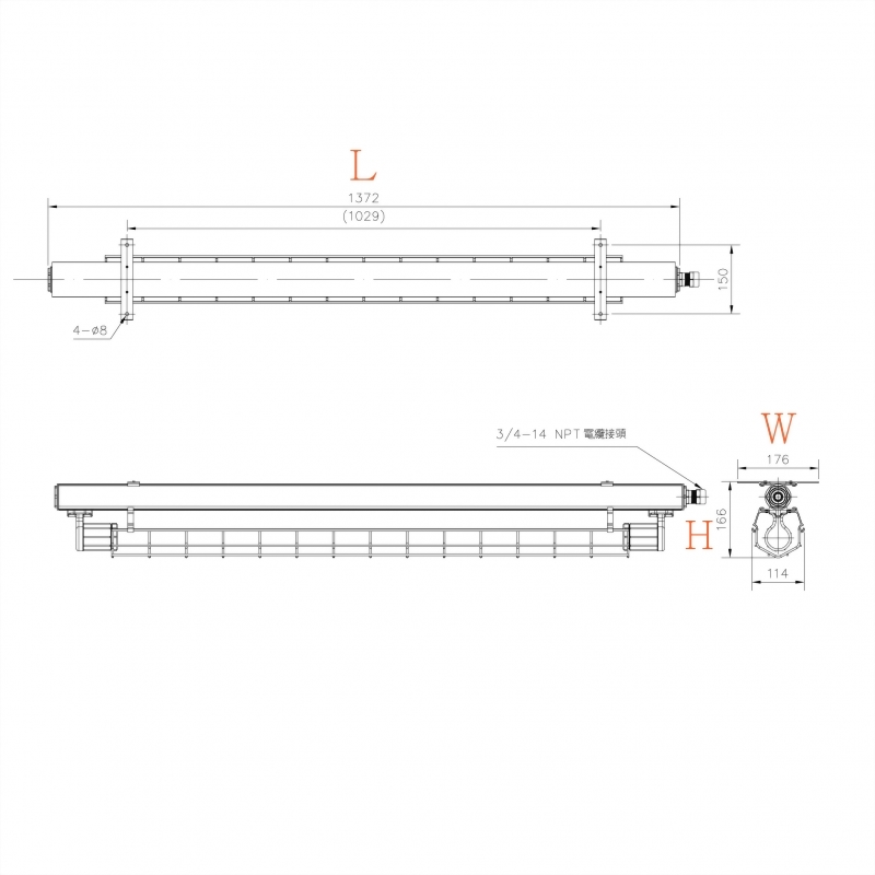 LED T8 17W 單管防爆燈具