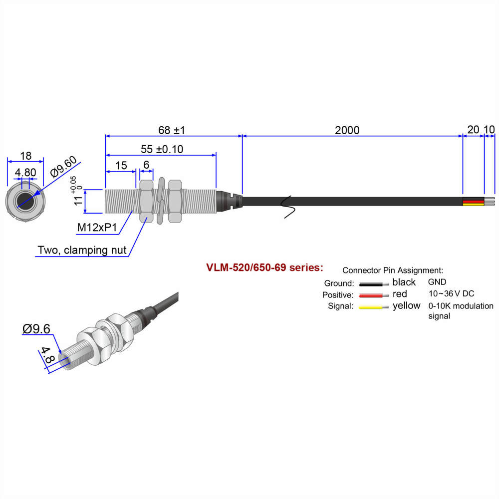 Red-Crosshairs-Laser-Module-VLM-650-69-3_10~36V laser, meet 12V laser, 24V laser and 30V laser industrial standard requirements