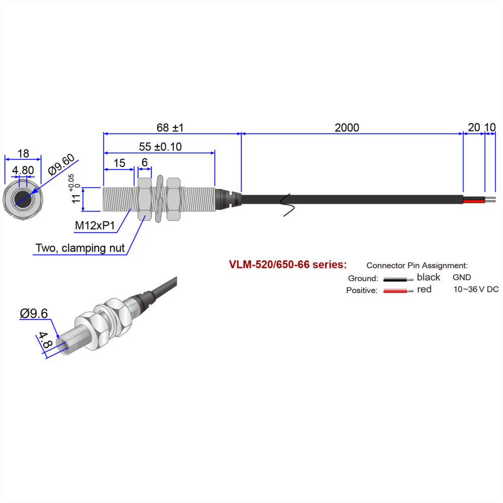 Red-Line-Laser-Module-VLM-650-66-3_10~36V laser, meet 12V laser, 24V laser and 30V laser industrial standard requirements