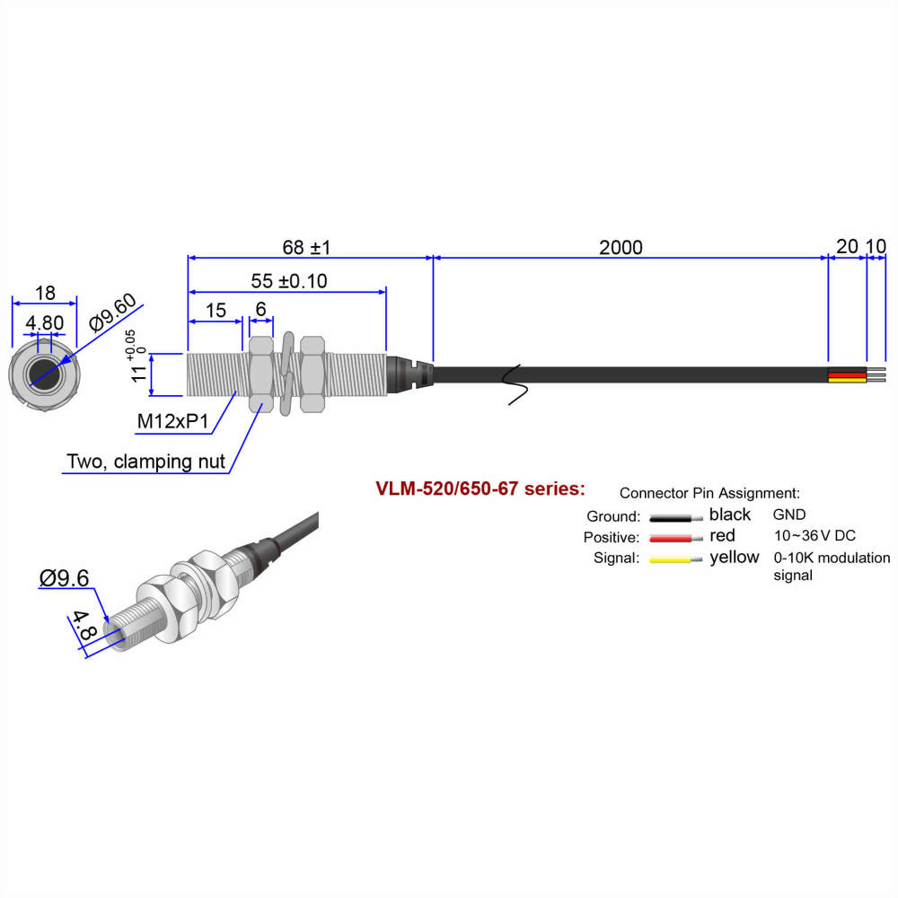 Red-Line-Laser-Module-VLM-650-67-3_10~36V laser, meet 12V laser, 24V laser and 30V laser industrial standard requirements