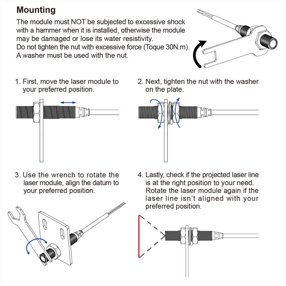 Red-Line-Laser-Module-VLM-650-67-8_10~36V laser, meet 12V laser, 24V laser and 30V laser industrial standard requirements