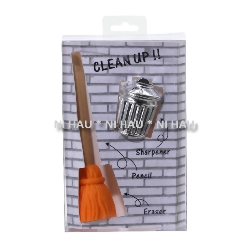 Broom Eraser and Pencil with Pencil Sharpener Mini Stationery Gift Set