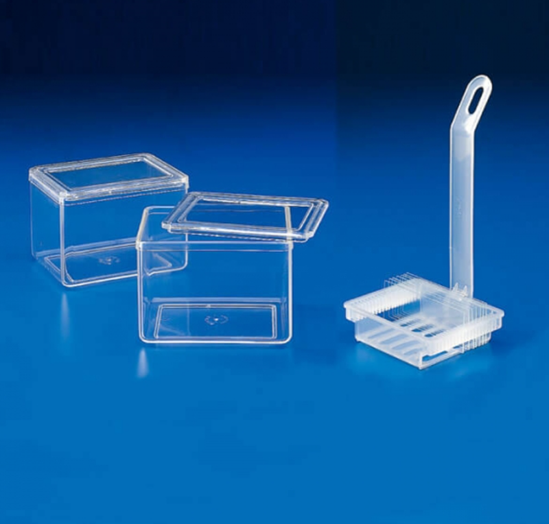 Staining jars (Kartell horizontal grooveless plastic)