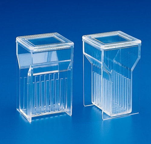 Staining jars (Kartell straight grooved plastic)