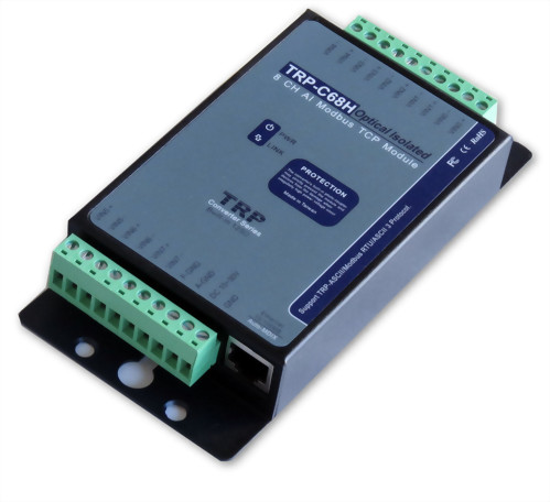 Isolated 8 Channel Analog Input Modbus TCP Module Support TRP-ASCII, Modbus RTU/ASCII protocol TRP-C68H
