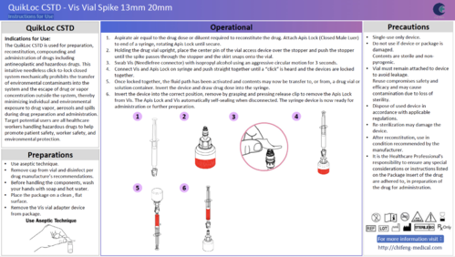 CHI FENG Quik Lock CSTD IFU QuikLoc vial adapter and bag port