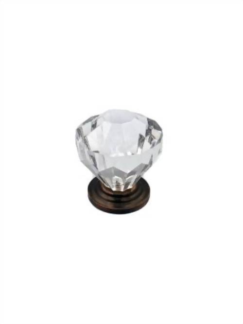 Diamond Cut Acrylic Knob with Bronze Brass