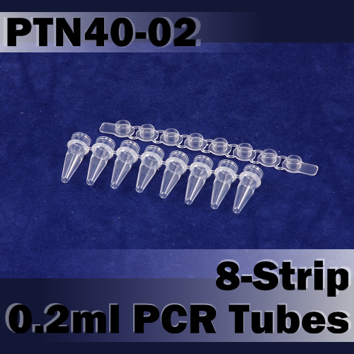 0.1 / 0.2mL PCR 8-Tube Strip (Separate Cap Strips) PTN40-02