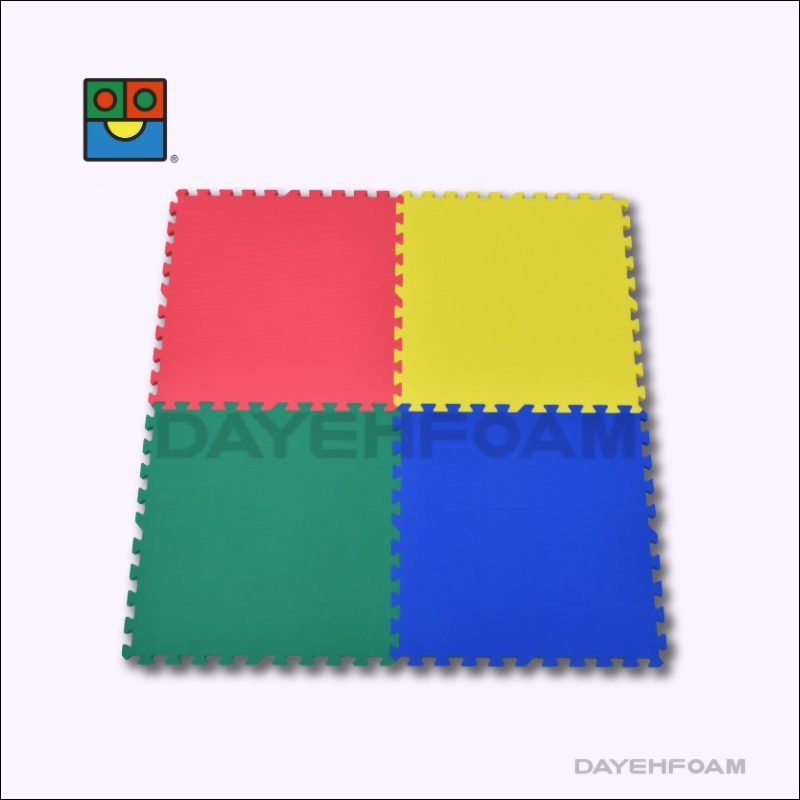 Interlocking Floor Mat, 15mm (9/16")Thick, EVA Foam Mat, Cross pattern : 4 Color- Set of 4 pcs