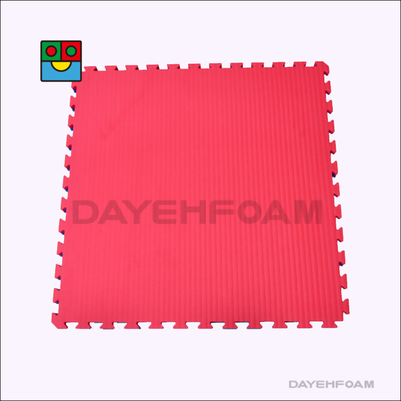 運動健身墊 厚度30mm (1-3/16" ) 雙面使用EVA泡棉墊, 榻榻米表紋, 100x100cm : 紅色