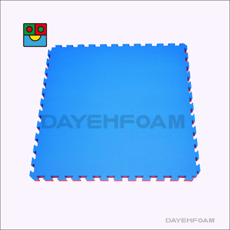 Exercise Gym Mat 40mm (1-9/16" )Thick Reversible EVA Foam Mat,Tatami Pattern, 100x100cm : Blue & Red