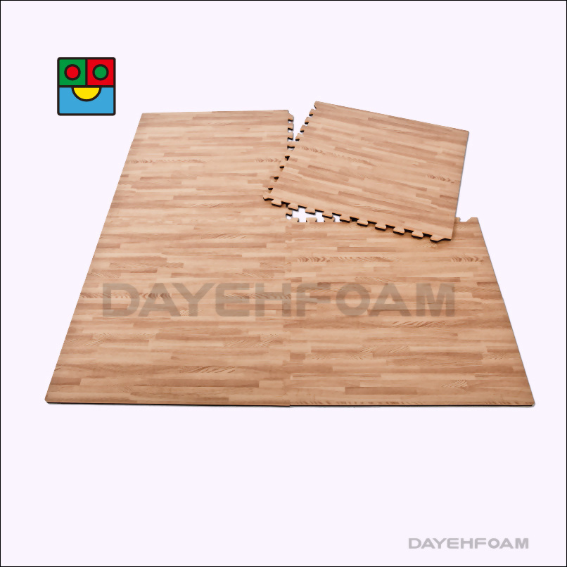 Soft Floor Mat, 14mm (9/16")Thick, Reversible EVA Foam Mat, Cross pattern & Wood-like pattern