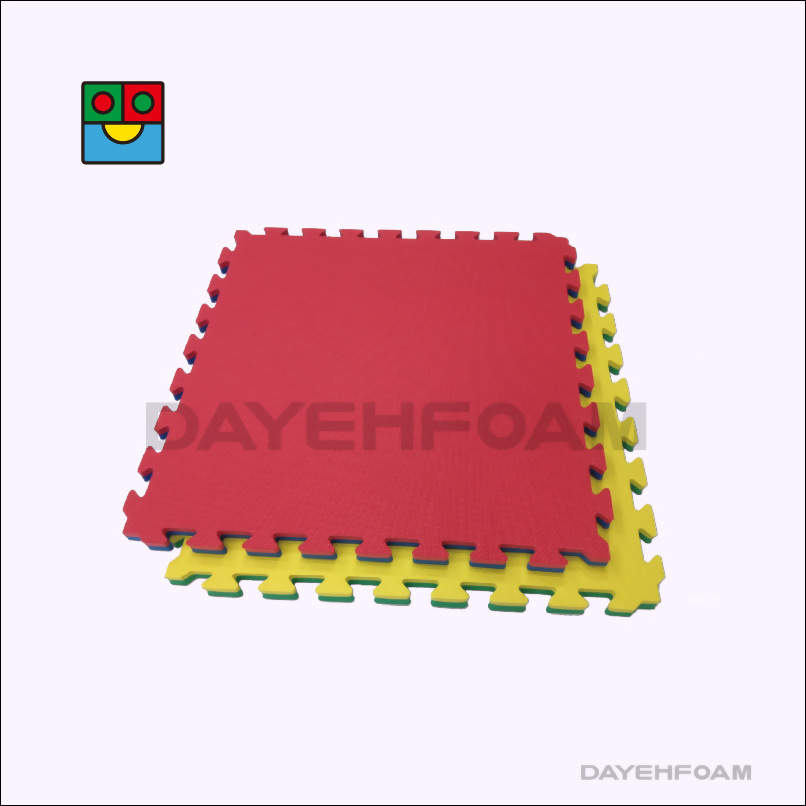 Exercise Gym Mat 20mm (13/16" )Thick Reversible EVA Foam Mat,Cross Pattern, 62cm x 62cm : REd/Blue, Yellow/Green