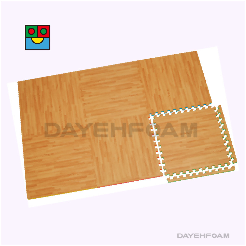 Soft Floor Mat, 20mm (13/16")Thick, Reversible EVA Foam Mat, Cross pattern & Wood-like pattern