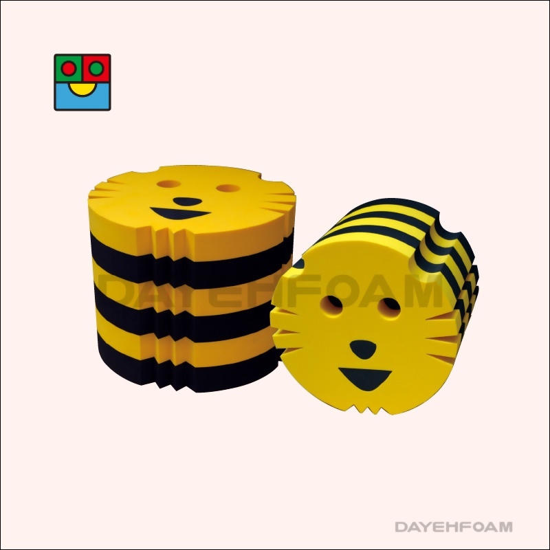 EVA Foam Animal Model Stool Chair – Tiger Shape | Dia.30 x 24 cm (Black / Yellow Stripe)