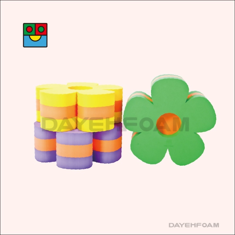 EVA Foam Flower Stool Dia. 30cm x 12cm : Purple, Yellow, Green