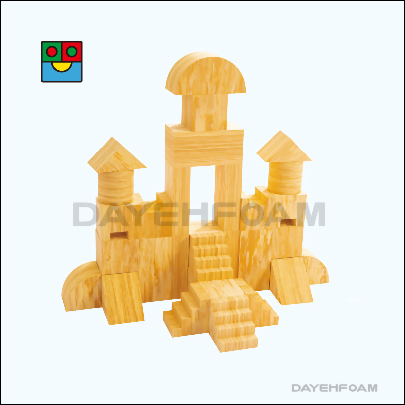 Soft EVA Foam Wood-Like Castle Building Blocks – 34 pcs