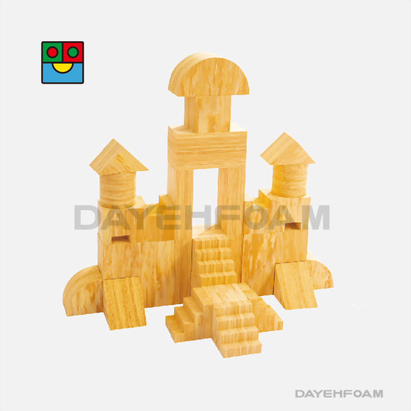 Wood-like EVA Foam Building Blocks Set - 34 Pcs, Non-toxic