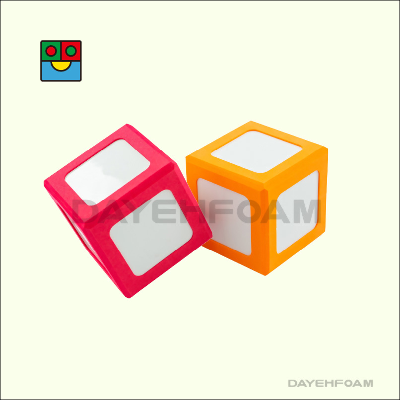 Giant Foam Cube Dry Erase Block 12cm (4-3/4 inch) Whiteboard : Orange & Red - Set of 2 pcs