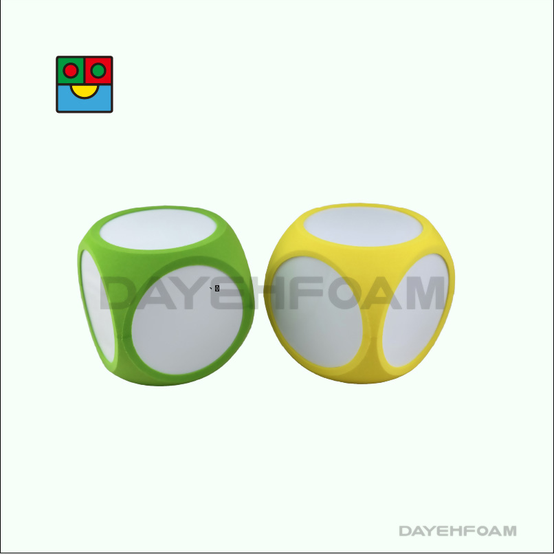 Dry Erase Whiteboard foam cube - 2 pieces, 10cm x 10cm x 10cm,curved edge(green, yellow)