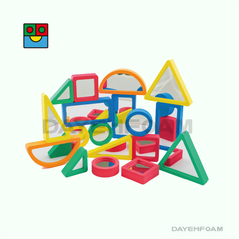 創意彩色軟質EVA泡綿鏡子積木：5色 - 18 pcs/set