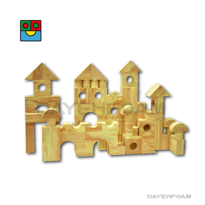B6668W - Wood-like EVA Foam Building block 68 pcs-2