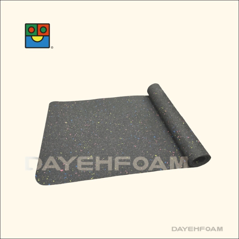 Recycled POE Yoga Mat-black/color spots-6mm 61cmx183cm