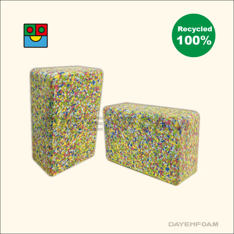 Recycled Yoga block 100%, EVA Foam -colorful , 4" x 5" x 9"