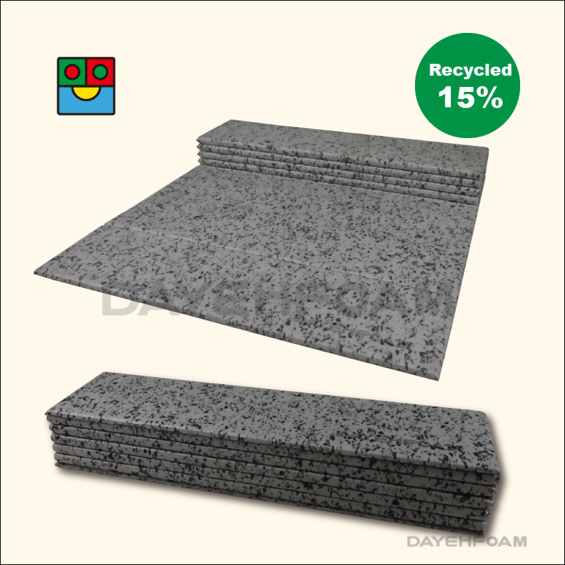 Recycled Foldable Yoga Mat-beige/black spots 15% recycled -6mm,60cm x 180cm