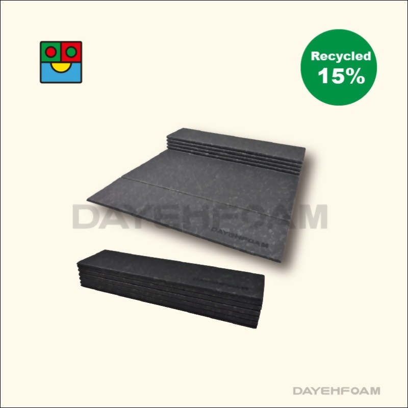 Recycled Foldable Yoga Mat-black/grey spots, 15% EVA Foam-6mm,60cm x 180cm