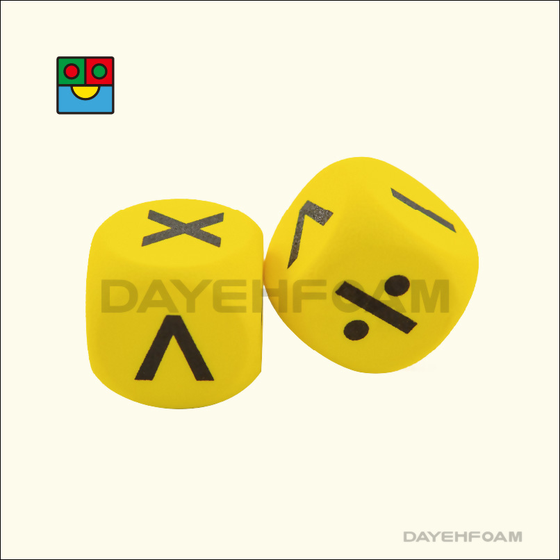 EVA Foam Operation Dice 50mm (2 inch) Yellow Curved Edges - Set of 2 pcs