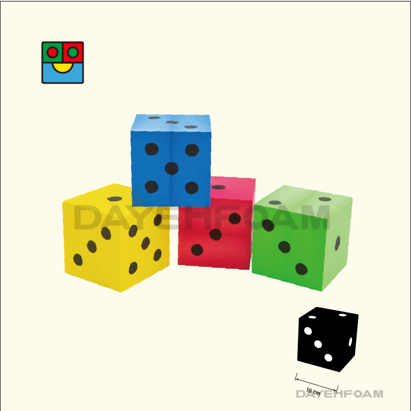 EVA Foam Dot Dice 10cm (4 inch) Red, Yellow, Blue, Green, size