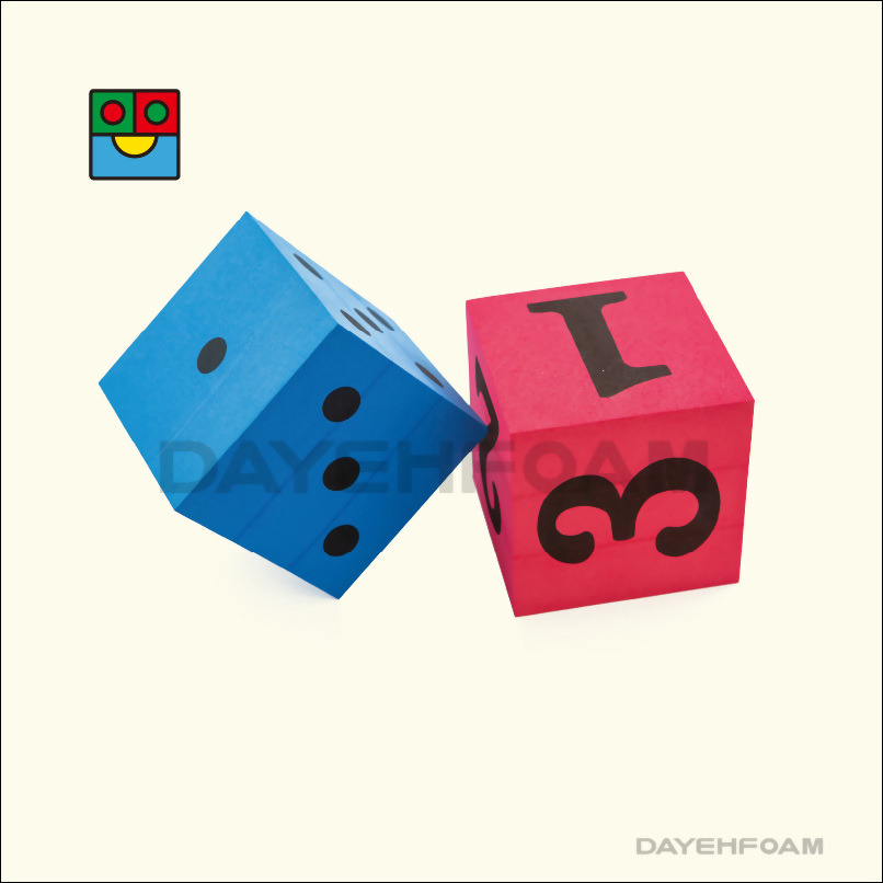 EVA Foam Number & Dot Dice Set 12cm (4-11/16 inch) Blue, Red - Set of 2 pcs