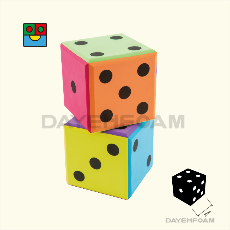 EVA 泡綿點數骰子 20cm(7-7/8 inch) 6面6色 圓角（尺寸）