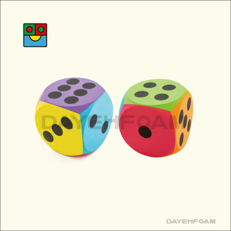 EVA Foam Dot Dice 20cm (8")  6 Colors, 6 sides, Curved Edges