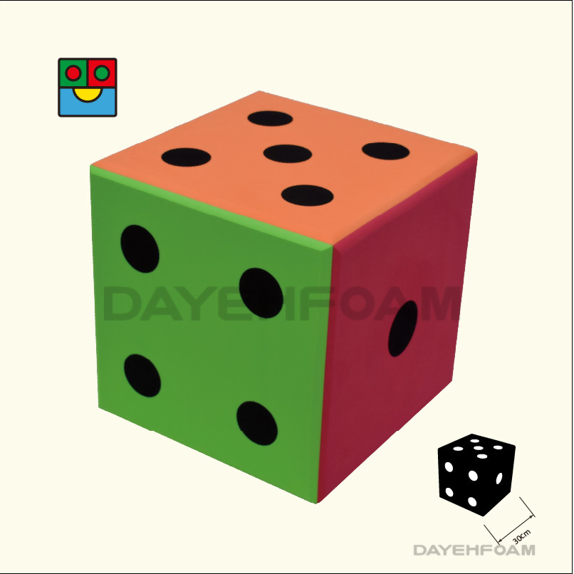 EVA Foam Dot Dice 30cm (12 inch) 6 Colors, 6 sides, Round Edges, size