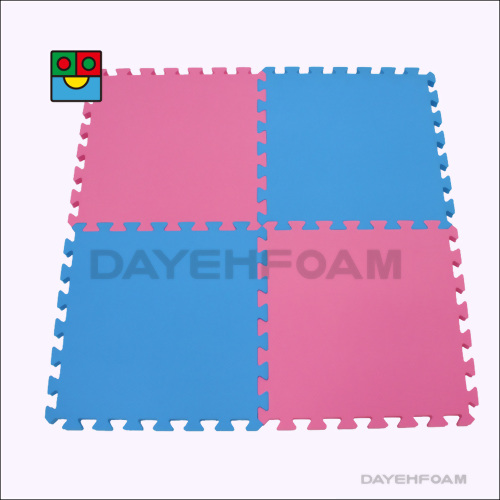 Baby Exercise Gym mat, 20mm(13/16") Thick, Flower texture, 42cm x 42cm: Pink & Light Blue - Set of  16 pcs
