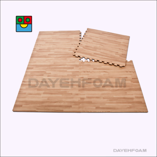 Soft Floor Mat, 14mm (9/16")Thick, Reversible EVA Foam Mat, Cross pattern & Wood-like pattern
