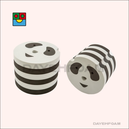 EVA Foam Animal Model stool- Panda Dia.30cm x 24cm : Gray/Black Stripe