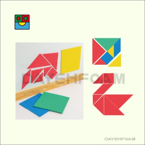 Giant Foam Magnetic Tangram 20cm x 20cm (7-7/8 inch) : 4 Color - Set of 28 pcs