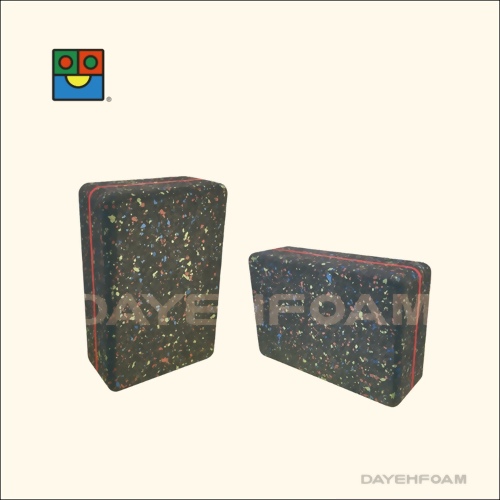 Recycled Yoga block, EVA FOAM black/color dots 3" x 6" x 9"