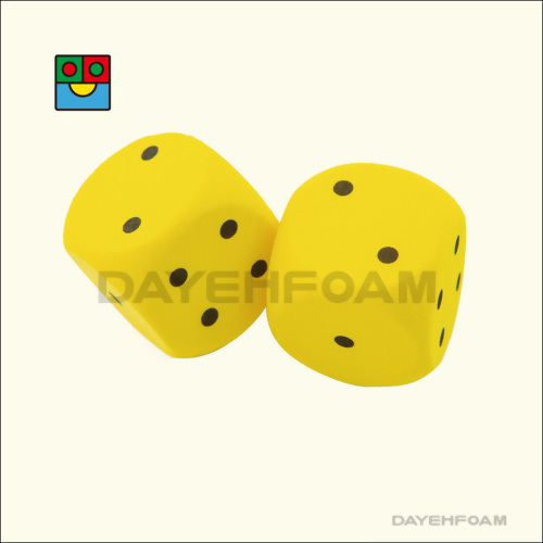 EVA Foam Dot Dice 50mm (2 inch) Yellow Curved Edges - Set of 2 pcs