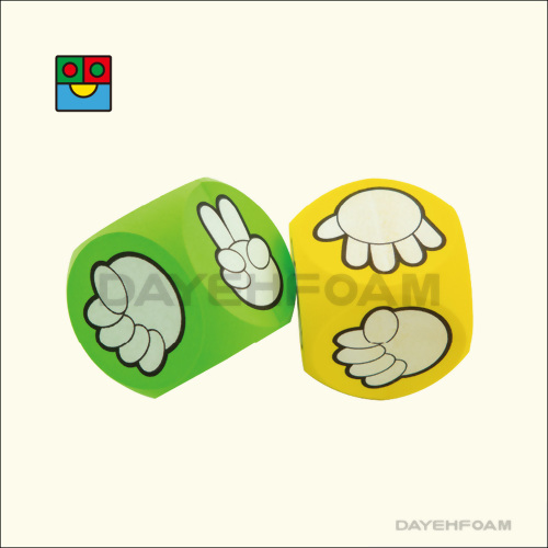 EVA Foam Finger-Guessing game Dice 10cm (4 inch)  Yellow / Green Set of 2 pcs