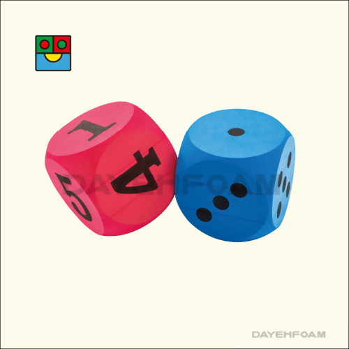 EVA Foam Number & Dot Dice 12cm (4.75 inch) Set of 2 pcs Curved Edges
